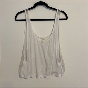 Frenchi Flowy Sleeveless White Lace Top